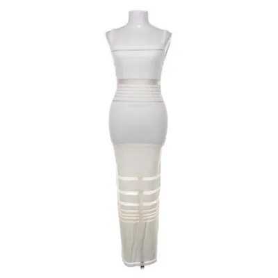 Maxi dress (White, Beige) from JLUXLABEL Acrylic, Polyamide, Polyester, Wool