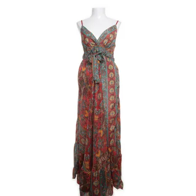 Maxi dress (Red, Multicolored) from Swarna Silk, Viscose