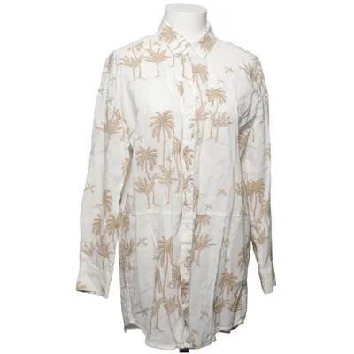 Blouse (White, Brown) from Desmond & Dempsey x H&M Cotton, Linen