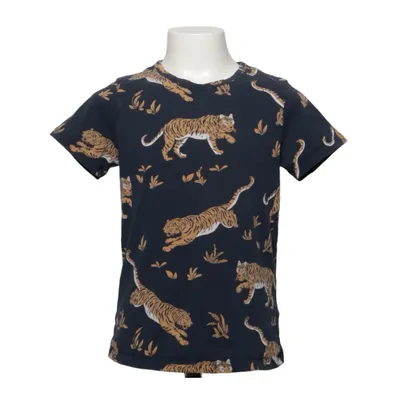 T-shirt (Blå, Flerfarvet) fra The Striped Cat Elastan, Økologisk bomuld