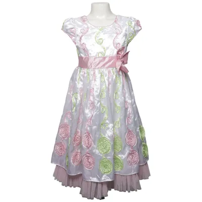 Blomsterpigekjole (Hvid, Pink, Grøn) fra Jona Michelle Polyester