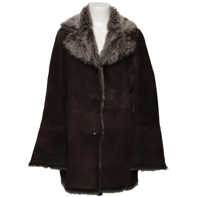 Shearling jas (Bruin) van Saki Acryl, Leer, Polyester