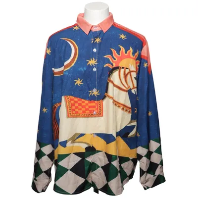 Blouse (Blauw, Meerkleurig) Elastaan, Polyester