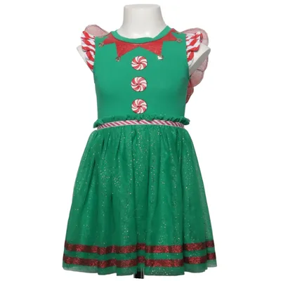 Kjole (Grøn, Rød, Hvid) fra Anko Bomuld, Elastan, Polyester