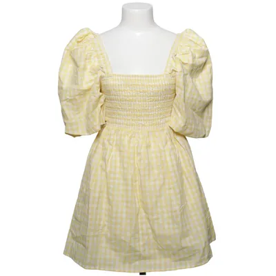 Jurk (Geel, Wit) Katoen, Viscose