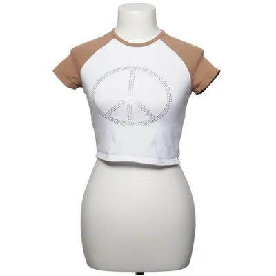 T-shirt (Blanc, Marron) de Review Coton, Élasthane