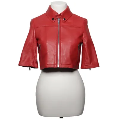 Leather jacket (Red) from Maje Cotton, Leather