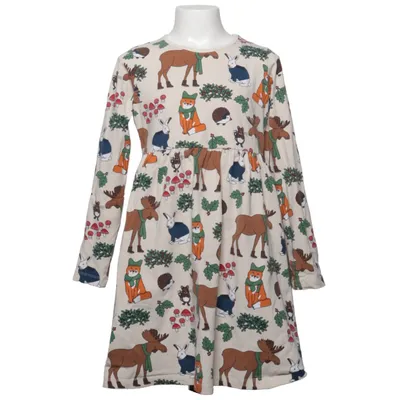 Klänning (Beige, Flerfärgad) från Villervalla Elastan, Ekologisk bomull