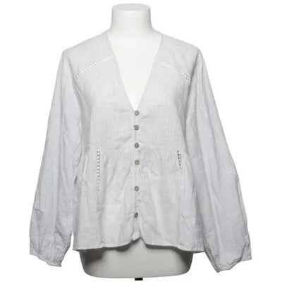 Blouse (White, Blue) from Zara Cotton, Linen