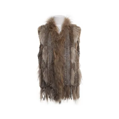 Fur vest (Gray, Brown) from David Moore Cotton, Rabbit fur