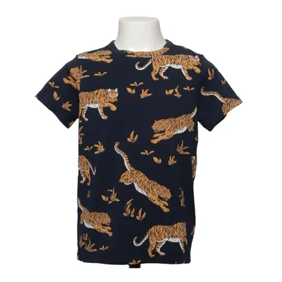 T-shirt (Blå, Brun) fra The Striped Cat Elastan, Økologisk bomuld