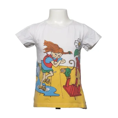T-shirt (Vit, Flerfärgad) från Pippi Långstrump Elastan, Ekologisk bomull