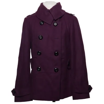 Pea coat (Purple) from New Look Acrylic, Cotton, Polyamide, Polyester, Viscose, Wool