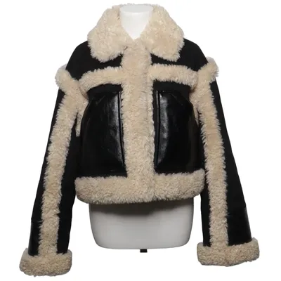 Shearling jas (Zwart, Beige) van Stand Studio Elastaan, Polyester, Polyurethaan
