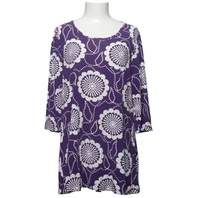 Kleid (Lila, Weiß) von Nanso Baumwolle, Elasthan, Modal