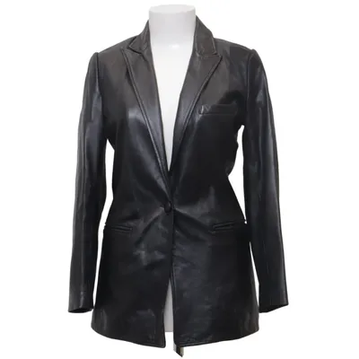 Leren blazer (Zwart) van Sandro Paris Katoen, Leer, Viscose