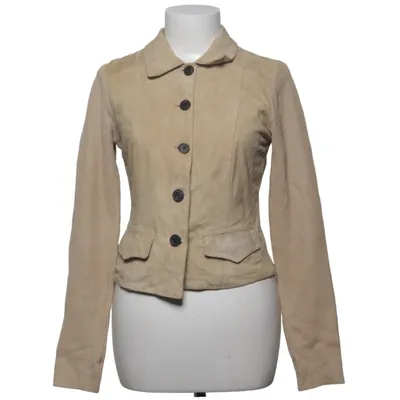 Leren blazer (Beige) van Jucca Acetaat, Katoen, Leer, Viscose