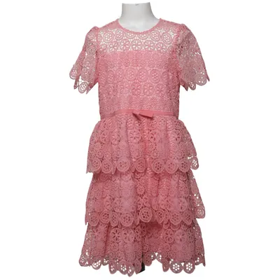 strapless open back dress Neriah Tied Shoulder Tiered Lace Mini Dress Orange main image 0