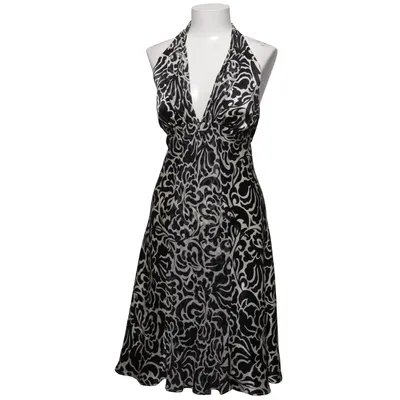 Halterneck dress (Black, White) from White House Black Market Polyester, Silk