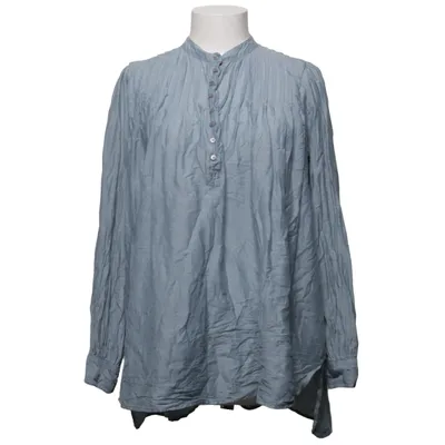 Blouse (Blauw) van Velour Katoen, Zijde