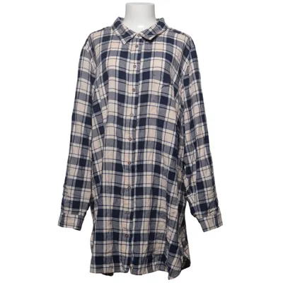Flannel skjorte (Blå, Beige) fra Zizzi Bomuld