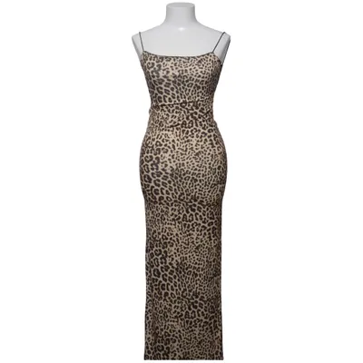 Långklänning (Beige, Svart) från Bershka Elastan, Polyester