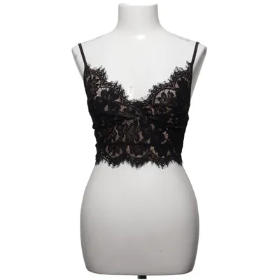 Crop top (Noir, Beige) de Amisu Coton, Élasthane, Polyamide, Viscose
