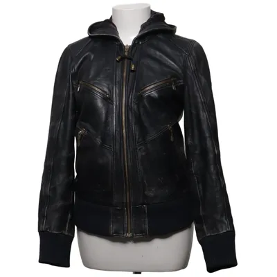 Leren jack (Zwart) van Goldstein Leer, Polyester