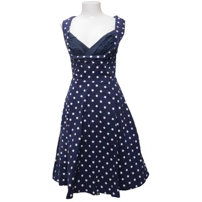 Kjole (Blå, Hvid) fra Lindy Bop Bomuld, Elastan, Polyester