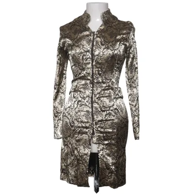 Jurk (Beige, Zwart, Meerkleurig) van Massimo Dutti Zijde, Viscose
