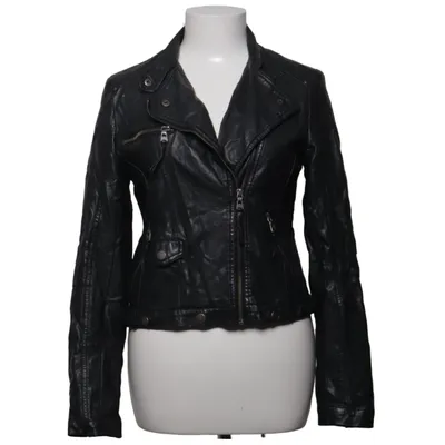 Biker jacket (Black) from Softy Outerwear Collection Polyester, Polyurethane, Viscose