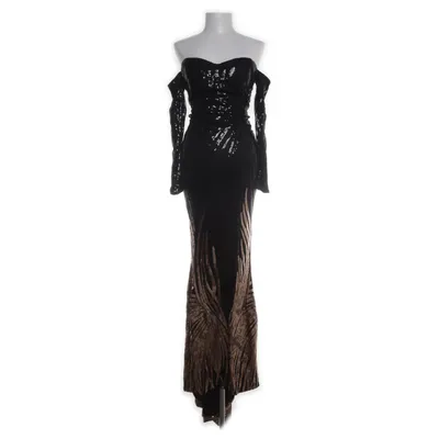 Evening gown (Black, Gold) from Miss Ord Elastane, Polyester