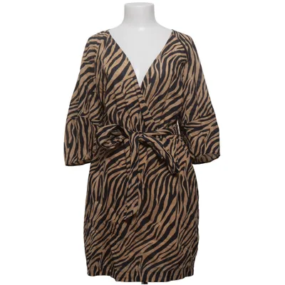Wrap dress (Beige, Black) from Mango Cotton