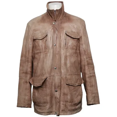 Läderjacka (Beige) från Saki Collection