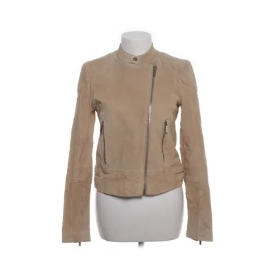 Leren jack (Beige) van Mango Polyester, Leer