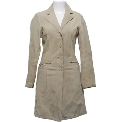 Veste longue en cuir (Beige) de Alvaro by Hollies Cuir