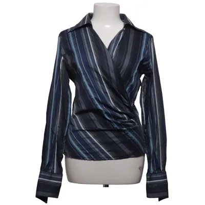 Wrap blouse (Blue, Gray, White) from Bisón Cotton, Elastane, Polyamide
