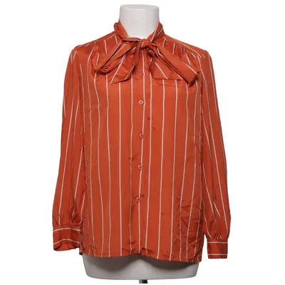 Pussy bow blouse (Orange, White) from Smiley Vintage