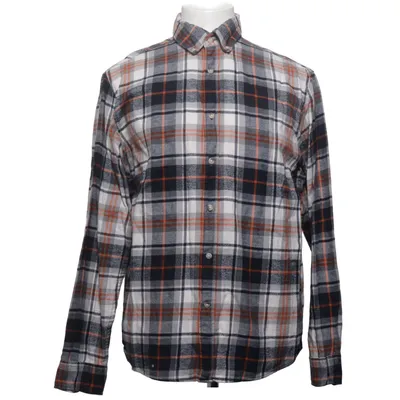Flanellen overhemd (Blauw, Grijs, Oranje) van Selected Homme Organisch katoen, Gerecycled katoen