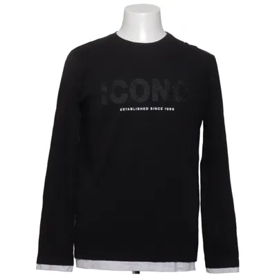 Langærmet t-shirt (Sort, Hvid) fra Icono Bomuld