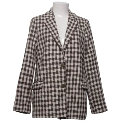 Blazer (Brown, White) from DeFacto Woman Acrylic, Cotton, Polyester, Viscose, Wool