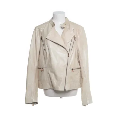 Bikerjakke (Beige) fra Comma Bomuld, Læder