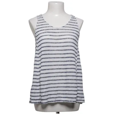 Tank­top (Weiß, Blau) von Nina Kendosa Leinen, Polyester, Viskose