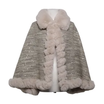 Cape (Beige) fra Vince Camuto Kunstpels, Polyester