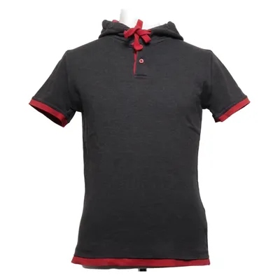 Korte mouwen capuchon sweater (Grijs, Rood) van Merish Katoen