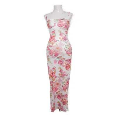 Långklänning (Vit, Flerfärgad) Elastan, Polyester