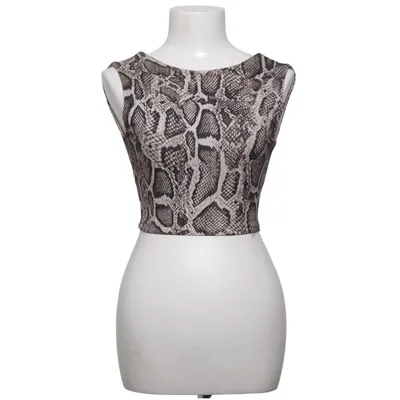 Crop top (Beige, Svart) från Amisu Elastan, Polyamid, Polyester