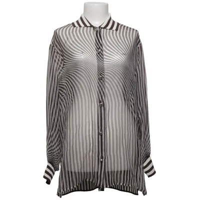 Bluse (Brun, Hvid) fra Gianfranco Ferré Bomuld, Silke, Viscose