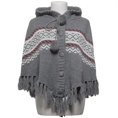 Poncho (Grå, Vit, Röd) från Tutti Frutti Akryl