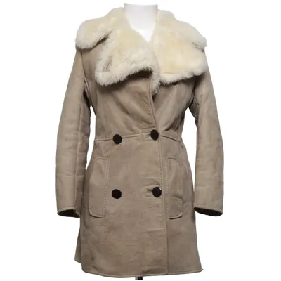 Shearlingjacka (Beige, Vit) Päls, Skinn